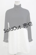 Jane Marple Dans Le Salon / Crumple collar pullover  ネイビー×ホワイト H-25-10-27-047-JM-TO-KB-ZH
