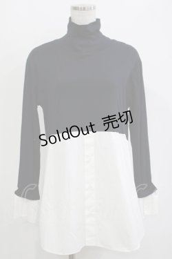画像1: Jane Marple Dans Le Salon / Crumple collar pullover  ネイビー×ホワイト H-25-10-27-047-JM-TO-KB-ZH