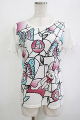 ALGONQUINS / プリント半袖カットソー F 白 H-25-10-27-049-AL-TO-KB-ZT220