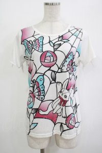 ALGONQUINS / プリント半袖カットソー F 白 H-25-10-27-049-AL-TO-KB-ZT220