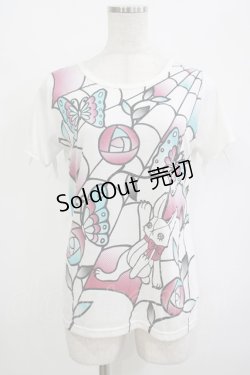 画像1: 【SALE】ALGONQUINS / プリント半袖カットソー F 白 H-25-10-27-049-AL-TO-KB-ZT220