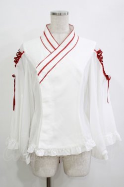 画像1: metamorphose / 着物合わせ風ブラウス Free オフ H-25-10-27-056-ME-BL-NS-ZH