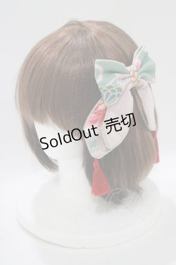 画像1: metamorphose / 花鳥風月〜乙女のはなごろも〜リボンバレッタ  翡翠（Jade Green) H-25-10-27-076-ME-AC-NS-ZH