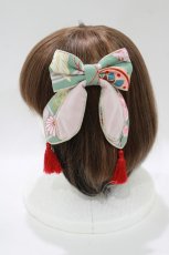画像2: metamorphose / 花鳥風月〜乙女のはなごろも〜リボンバレッタ  翡翠（Jade Green) H-25-10-27-077-ME-AC-NS-ZH (2)