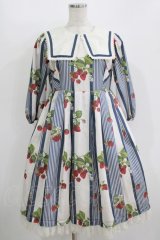 Melody BasKet / Stripe strawberryワンピース  ネイビー H-25-10-28-031-LO-OP-KB-ZT191