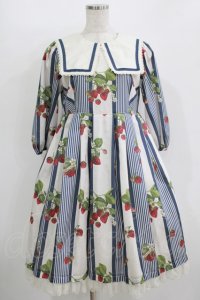 Melody BasKet / Stripe strawberryワンピース  ネイビー H-25-10-28-031-LO-OP-KB-ZT191