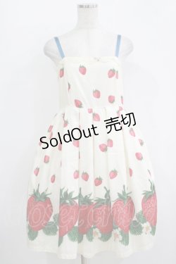 画像1: Leur Getter / ストロベリープリントリボンブローチ付キャミワンピース  オフ H-25-10-28-038-LU-OP-KB-ZT075