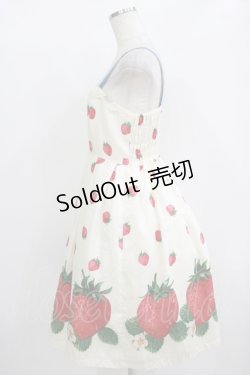 画像2: Leur Getter / ストロベリープリントリボンブローチ付キャミワンピース  オフ H-25-10-28-038-LU-OP-KB-ZT075