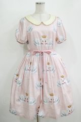 Leur Getter / Crown Swan袖付ワンピース M ピンク H-25-10-28-040-LU-OP-KB-ZH