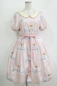 Leur Getter / Crown Swan袖付ワンピース M ピンク H-25-10-28-040-LU-OP-KB-ZH