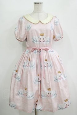 画像1: Leur Getter / Crown Swan袖付ワンピース M ピンク H-25-10-28-040-LU-OP-KB-ZH