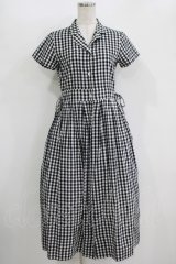 merry jenny / ギンガムシャツワンピース  黒 H-25-10-28-044-LO-OP-KB-ZH