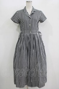 merry jenny / ギンガムシャツワンピース  黒 H-25-10-28-044-LO-OP-KB-ZH