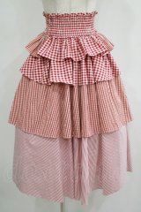 lilLilly / 2WAYチェックティアードスカート FREE レッド H-25-10-28-045-LO-SK-KB-ZH