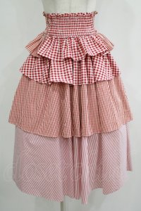 lilLilly / 2WAYチェックティアードスカート FREE レッド H-25-10-28-045-LO-SK-KB-ZH
