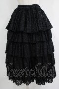MARBLE / 5段フリルロングボリュームスカート  黒/ラメシャギー H-25-10-28-046-GO-SK-KB-ZH
