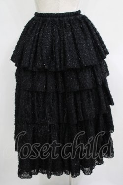画像3: MARBLE / 5段フリルロングボリュームスカート  黒/ラメシャギー H-25-10-28-046-GO-SK-KB-ZH
