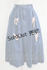 merry jenny / ダブルリボンデニムスカート  ブルー H-25-10-28-048-LO-SK-KB-ZH