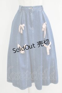 merry jenny / ダブルリボンデニムスカート  ブルー H-25-10-28-048-LO-SK-KB-ZH