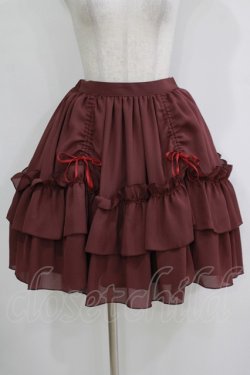 画像1: MIHO MATSUDA / ジョーゼットバッスルフリルスカート  ワイン H-25-10-28-053-GO-SK-KB-ZH