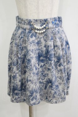 画像1: elements,H / パールチャーム付フラワースカート  グレー×ブルー H-25-10-28-060-PU-SK-KB-ZH