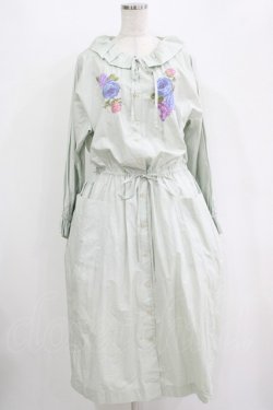 画像1: Jane Marple Dans Le Salon / Jardin Des Fleurs Embroideryドレス  ミント H-25-10-28-007-JM-OP-KB-ZH
