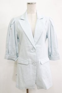 lilLilly / バックリボンリネンジャケット  サックス×ブラックギンガム H-25-10-28-072-LO-JA-KB-ZH