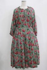 Jane Marple Dans Le Salon / Winter cherries drawstring dress  グリーン H-25-10-28-008-JM-OP-KB-ZT188