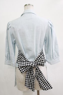 画像3: lilLilly / バックリボンリネンジャケット  サックス×ブラックギンガム H-25-10-28-072-LO-JA-KB-ZH