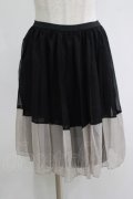 MARBLE / 配色ペチコート  黒×グレー H-25-10-28-073-GO-SK-KB-ZH