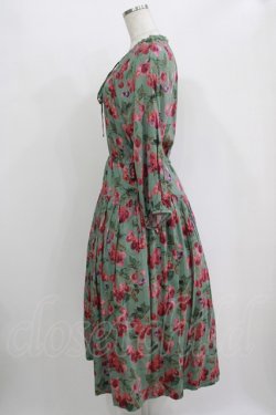 画像2: Jane Marple Dans Le Salon / Winter cherries drawstring dress  グリーン H-25-10-28-008-JM-OP-KB-ZH