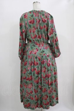 画像3: Jane Marple Dans Le Salon / Winter cherries drawstring dress  グリーン H-25-10-28-008-JM-OP-KB-ZH