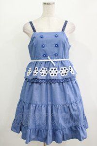 Emily Temple cute / フラワーボーラーノースリーブワンピース  ブルー H-25-10-28-013-ET-OP-KB-ZT467