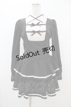 画像1: pium / クロステープバイカラーティアードワンピース Free ブラック H-25-10-29-039-0-OP-NS-ZH