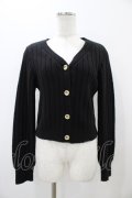 an another angelus / クレマチスプリント釦リブニットカーディガン Free BLACK H-25-10-29-060-CA-TO-NS-ZH