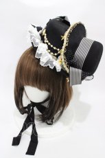 画像1: ALICE and the PIRATES / うさぎマジシャンの2段ミニハット  ブラック H-25-10-29-011-PA-AC-NS-ZH (1)