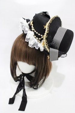 画像1: ALICE and the PIRATES / うさぎマジシャンの2段ミニハット  ブラック H-25-10-29-011-PA-AC-NS-ZH