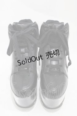 画像1: YRU / Qloud Qozmo Black Platform Sneakers 23.0cm ブラック H-25-10-30-044-PU-SH-KB-ZI