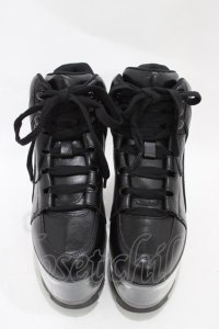 YRU / Qloud Qozmo Black Platform Sneakers 23.0cm ブラック H-25-10-30-045-PU-SH-KB-ZS