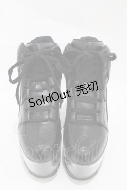 画像1: YRU / Qloud Qozmo Black Platform Sneakers 23.0cm ブラック H-25-10-30-045-PU-SH-KB-ZS