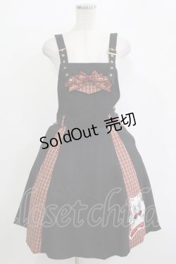 画像1: ALICE and the PIRATES / クリスのもこもこワッペンサロペットスカート Free ブラック H-25-11-01-038-PA-OP-NS-ZH