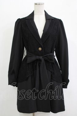 画像1: axes femme / レース重ねクラシックコート M ブラック H-25-11-01-042-AX-CO-NS-ZH