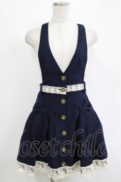 画像1: LIZ LISA / リボンポケットジャンパースカート Free ネイビー H-25-11-01-044-LO-OP-NS-ZH