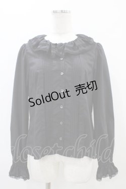 画像1: Melody BasKet / ラッフルカラーブラウス  ブラック H-25-11-01-1028-LO-BL-KB-ZH