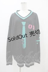 LISTEN FLAVOR / 初音ミクVネックニット  ブラック H-25-11-01-1030-PU-TO-KB-ZH
