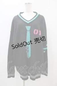 LISTEN FLAVOR / 初音ミクVネックニット  ブラック H-25-11-01-1030-PU-TO-KB-ZH