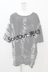SEX POT ReVeNGe / チェック切替プリントカットソー  黒 H-25-11-01-1032-SP-TO-KB-ZT1104J