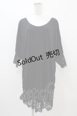 画像1: Qutie Frash / リボン付きビックT  黒 H-25-11-01-1033-QU-TO-KB-ZT1104J