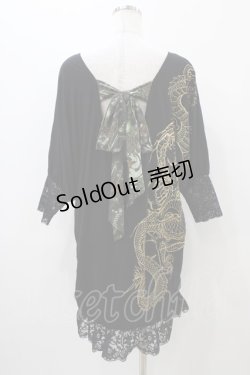 画像2: Qutie Frash / リボン付きビックT  黒 H-25-11-01-1033-QU-TO-KB-ZT1104J