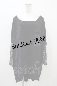 Qutie Frash / プリント切替ドルマンカットソー  ブラック H-25-11-01-1034-QU-TO-KB-ZH